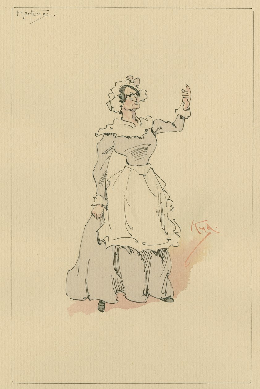 Hortense, cca 1920 (pero a inkoust s wc na papíře) od Joseph Clayton Clarke