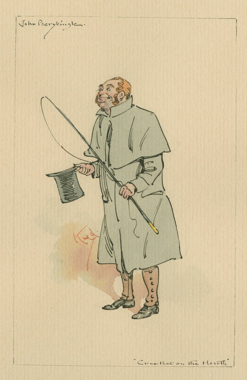 John Peerybingle – Cricket on the Hearth, cca 20. léta 20. století (pero a inkoust s wc na papíře) od Joseph Clayton Clarke
