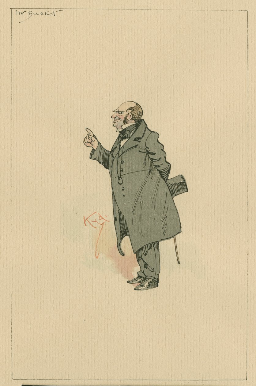 Mr Bucket, cca 20. léta (pero a inkoust s wc na papíře) od Joseph Clayton Clarke