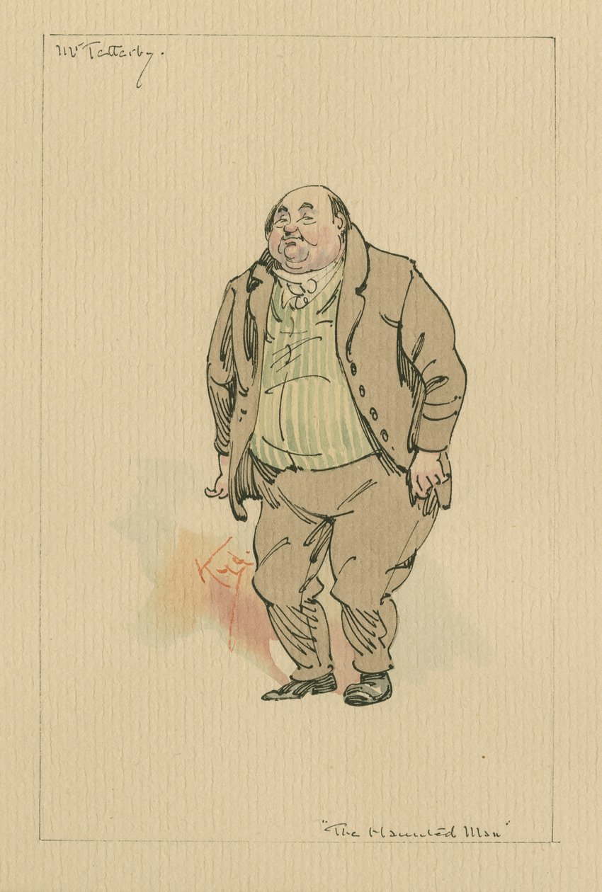 Pan Tetterby – Strašidelný muž a výhoda duchů, cca 20. léta 20. století (pero a inkoust s wc na papíře) od Joseph Clayton Clarke