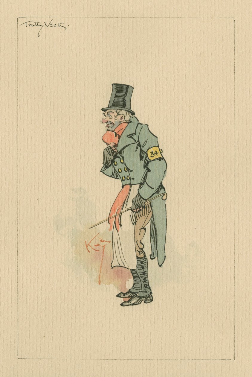 Trotty Veck - The Chimes, cca 1920 (pero a inkoust s wc na papíře) od Joseph Clayton Clarke