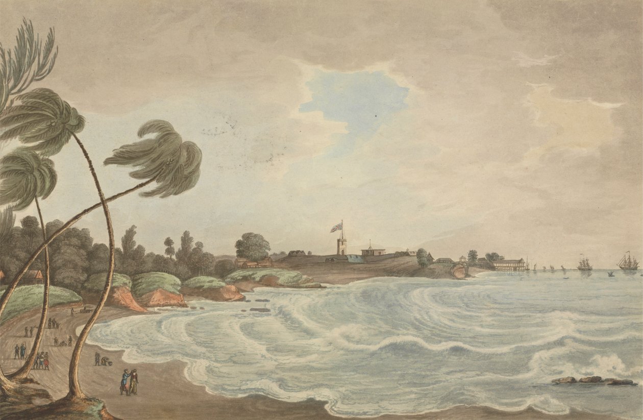 Bencooler Bay, Small Road & Wharf, Fort Marlborough, Sumakra, 1799 od Joseph Constantine Stadler