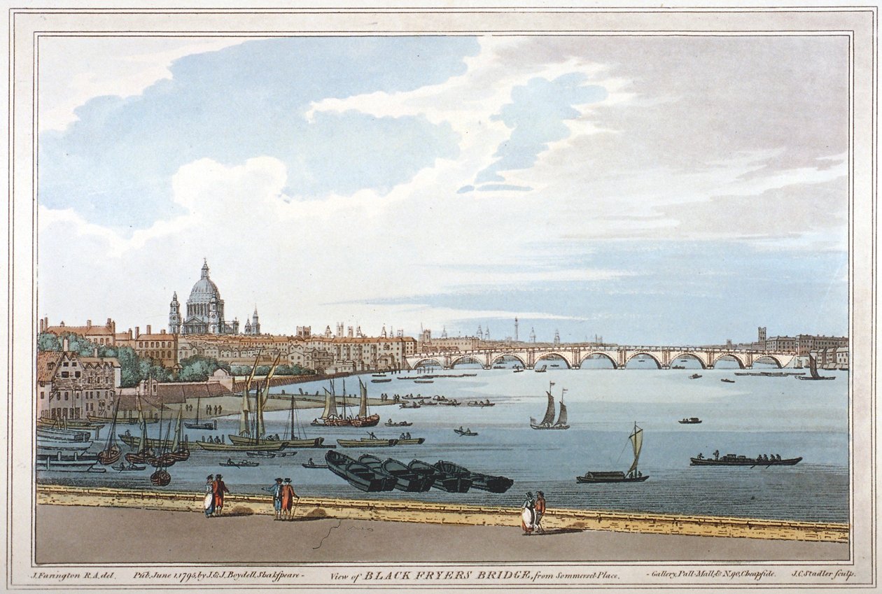 Blackfriars Bridge, Londýn, 1795 od Joseph Constantine Stadler
