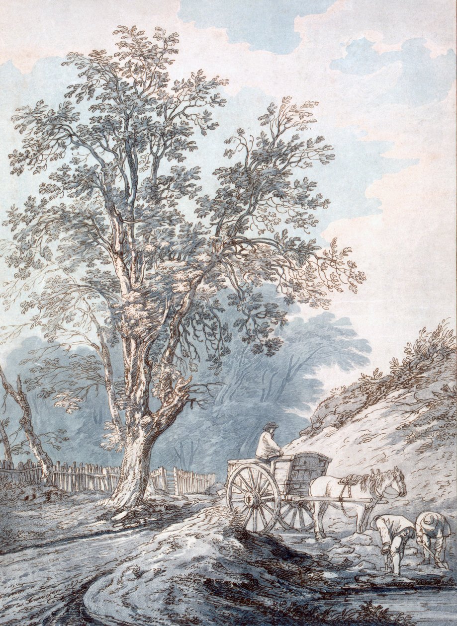 Vozík a kůň (leptání na měkkém podkladu) od Joseph Constantine Stadler