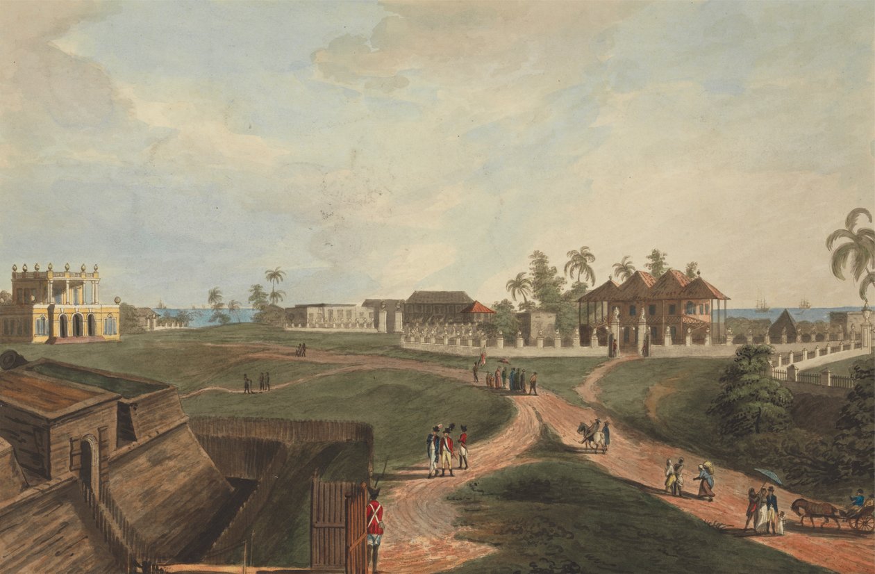 Government House & Council House, Fort Marlborough, Benkulen, Sumatra, 1799 od Joseph Constantine Stadler