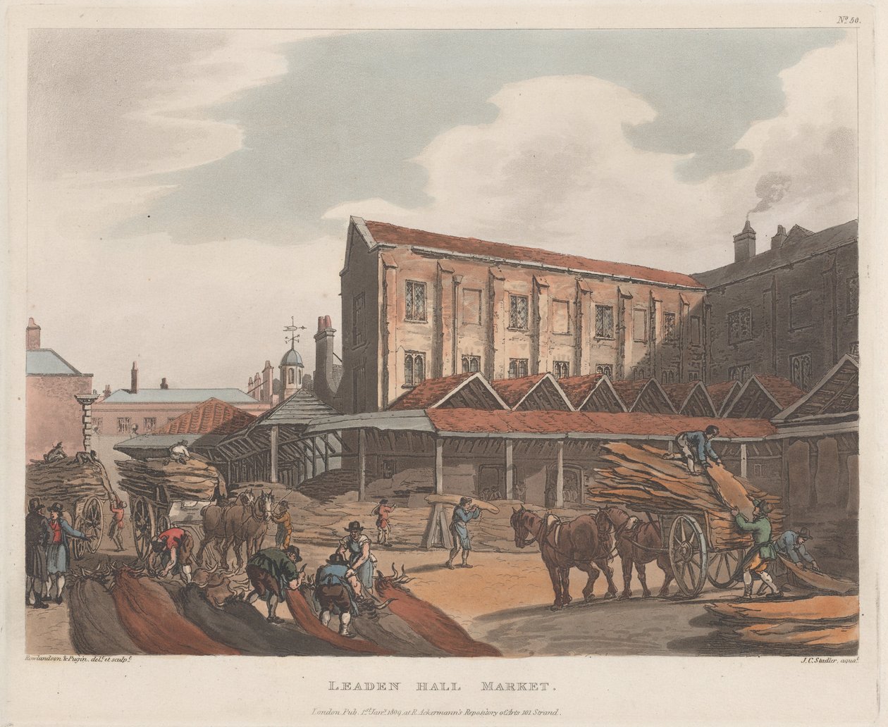 Olověný Hall Market, 1. ledna 1809, 1. ledna 1809. od Joseph Constantine Stadler