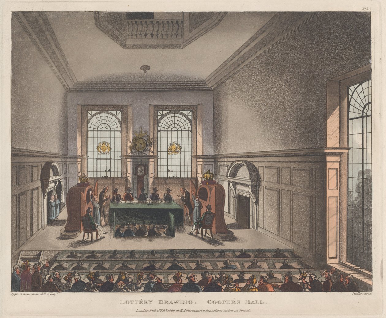 Loterie Drawing, Coopers Hall, 1. února 1809, 1. února 1809. od Joseph Constantine Stadler