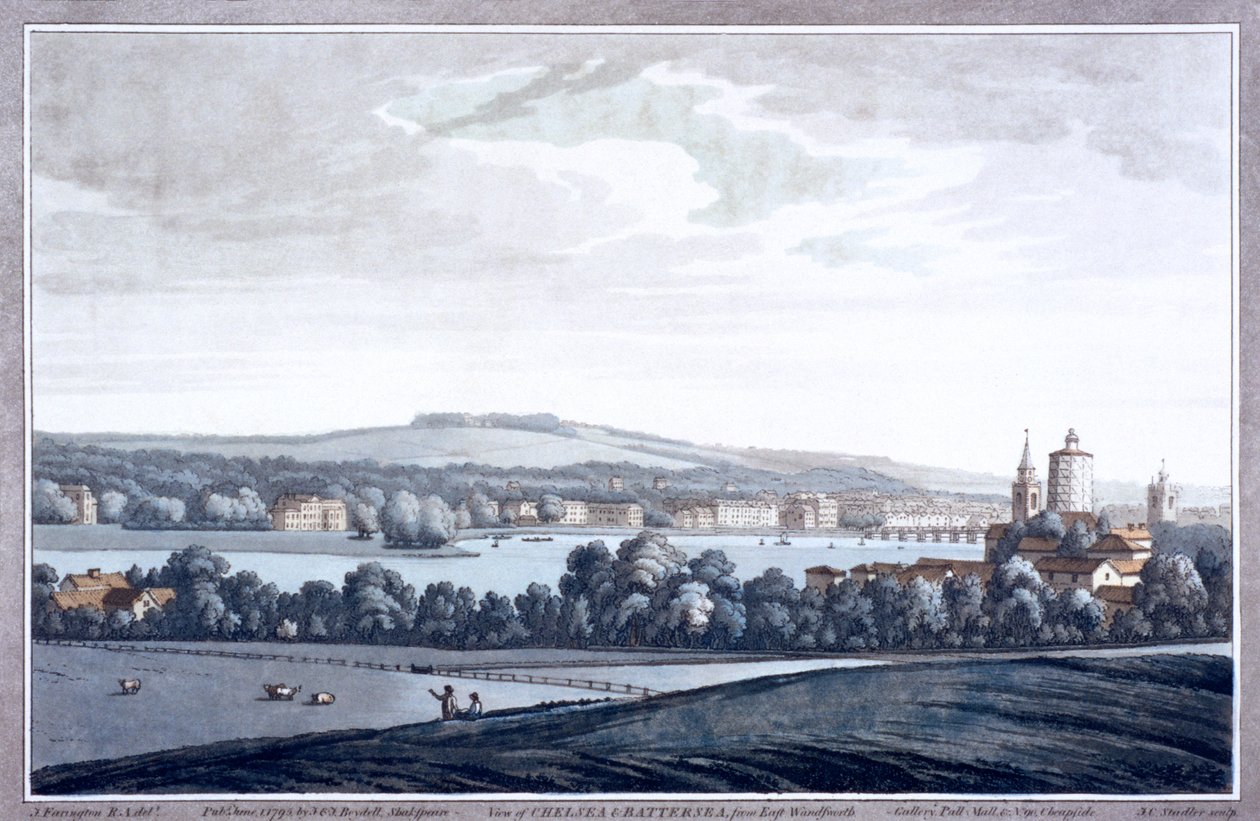 Řeka Temže v Battersea, Londýn, 1795 od Joseph Constantine Stadler