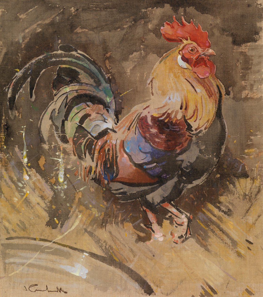 The Minorca Cock (kvaš na plátně) od Joseph Crawhall