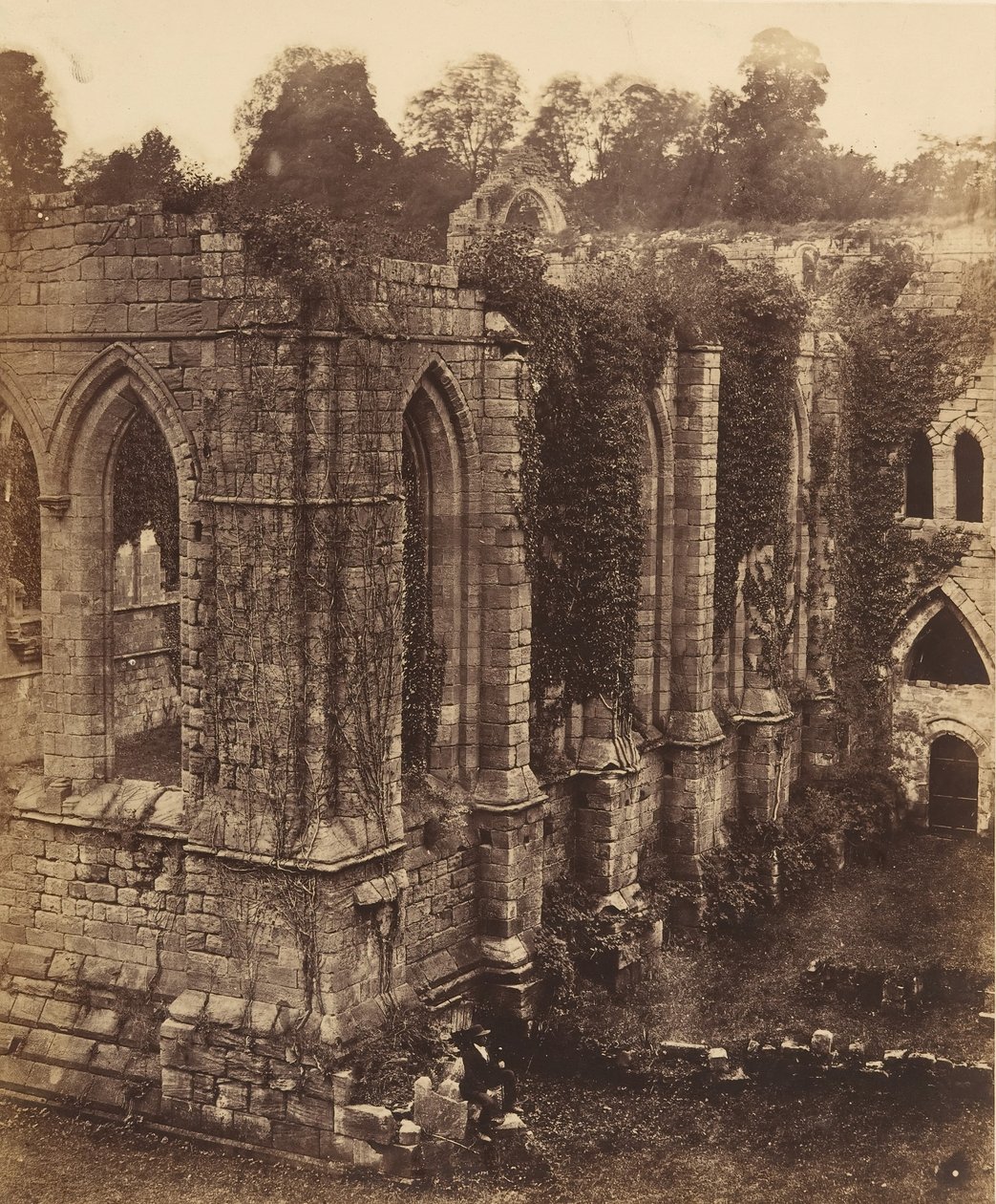 Fountains Abbey. Refektář a kuchyně, 50. léta 19. století. od Joseph Cundall