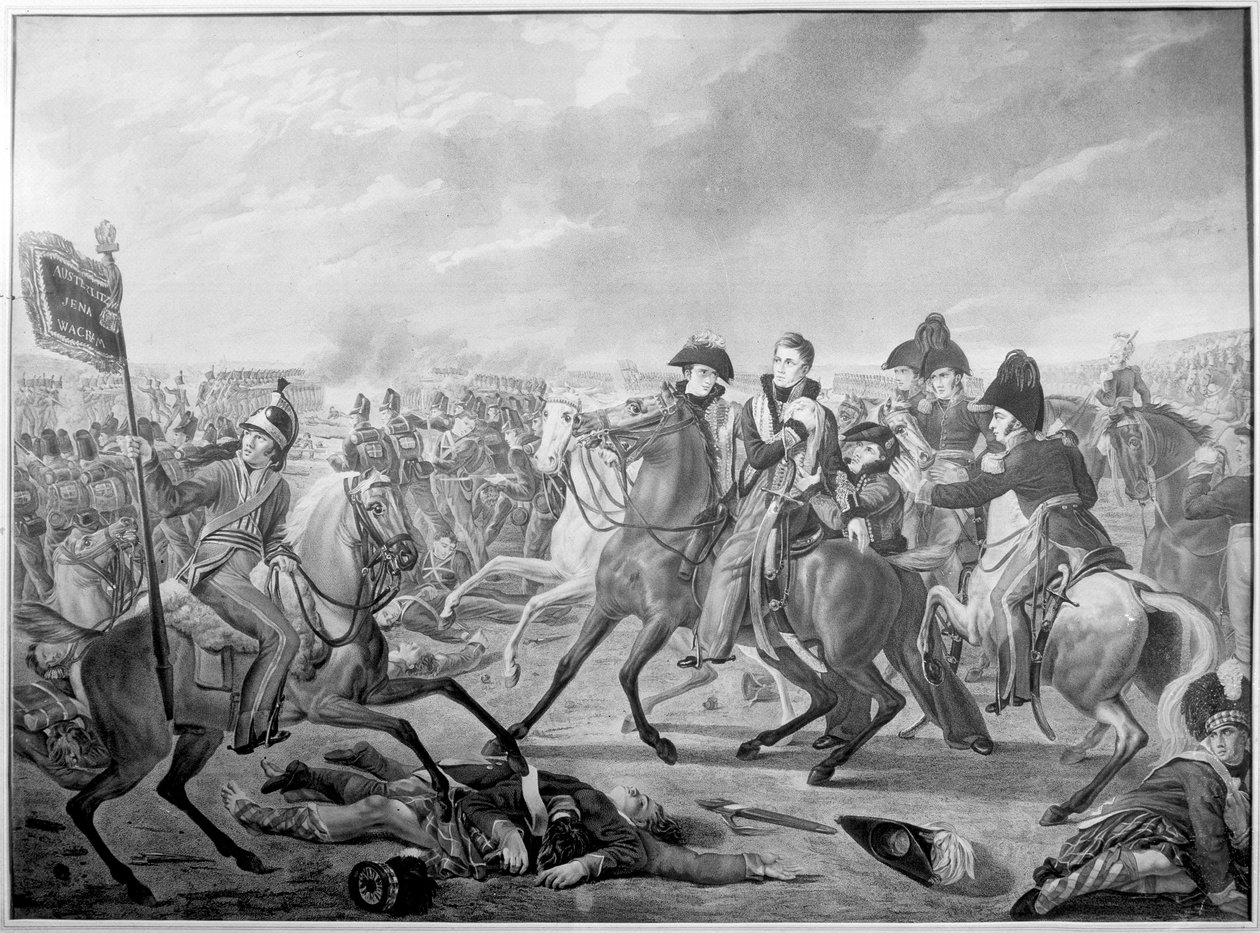 Jeho královská výsost William Prince of Orange zraněn v okamžiku vítězství v památné bitvě u Waterloo, 1815, publikováno 1816 od Joseph Denis after Odevaere
