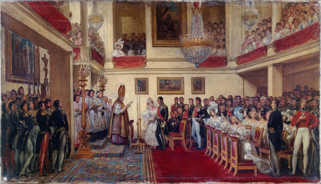 Sňatek krále Leopolda I. s princeznou Orleánskou v letech 1833-1837 (olej) od Joseph Desire Court