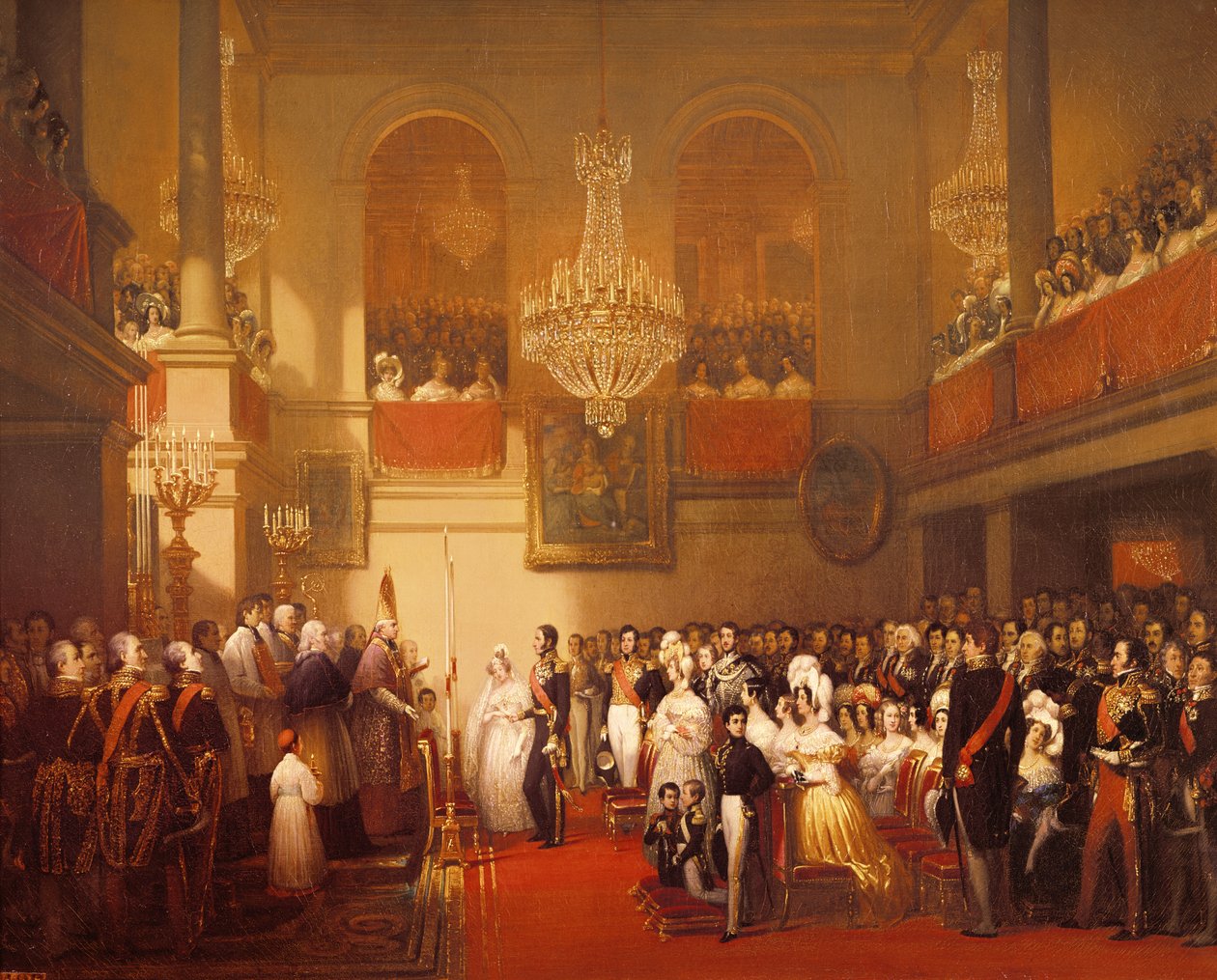 Svatba Leopolda I. (1790-1865) s princeznou Louise Orleánskou (1812-50) v Compiegne, 9. dubna 1832 od Joseph Desire Court