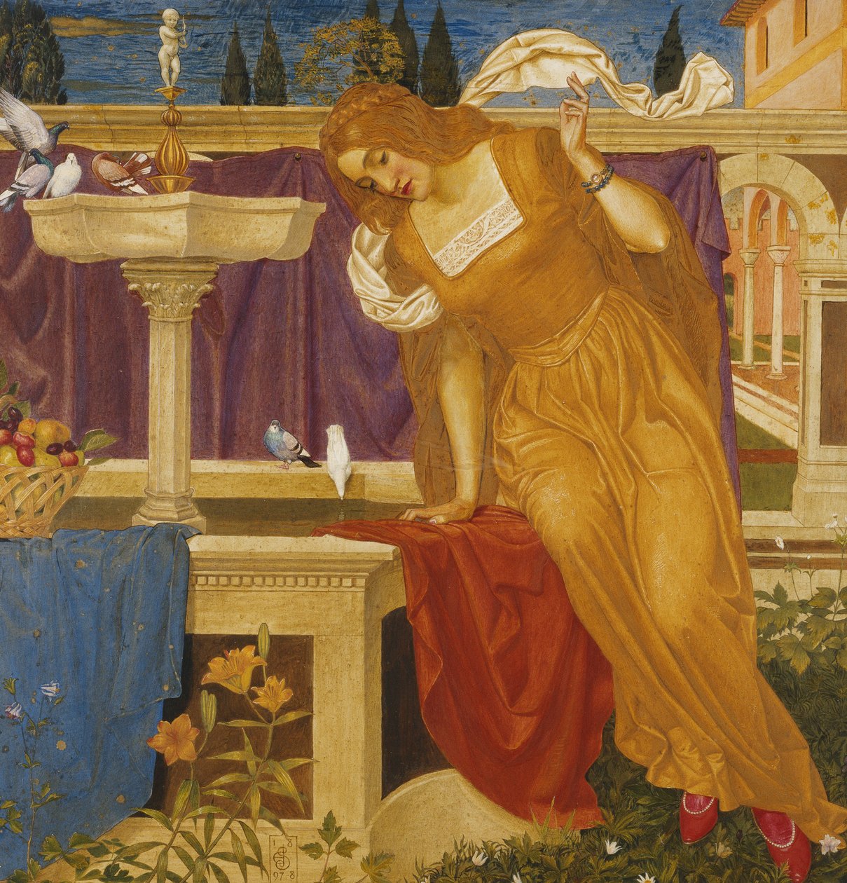 Kráska, která vidí obraz svého domova ve fontáně od Joseph Edward Southall