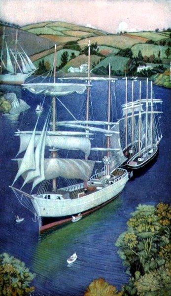 Brigy ve Fowey, Cornwall od Joseph Edward Southall