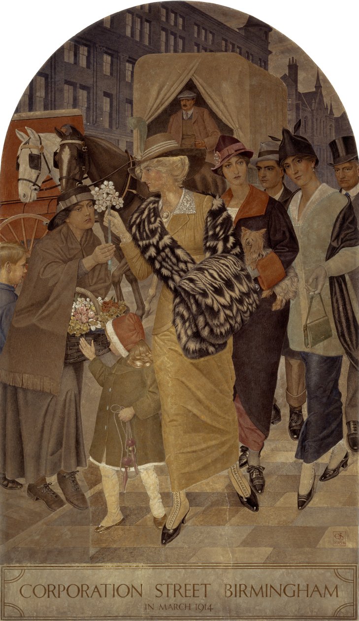 Corporation Street, Birmingham v březnu 1914 od Joseph Edward Southall