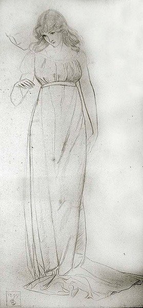 Figurální studie dívky při pohledu dolů od Joseph Edward Southall