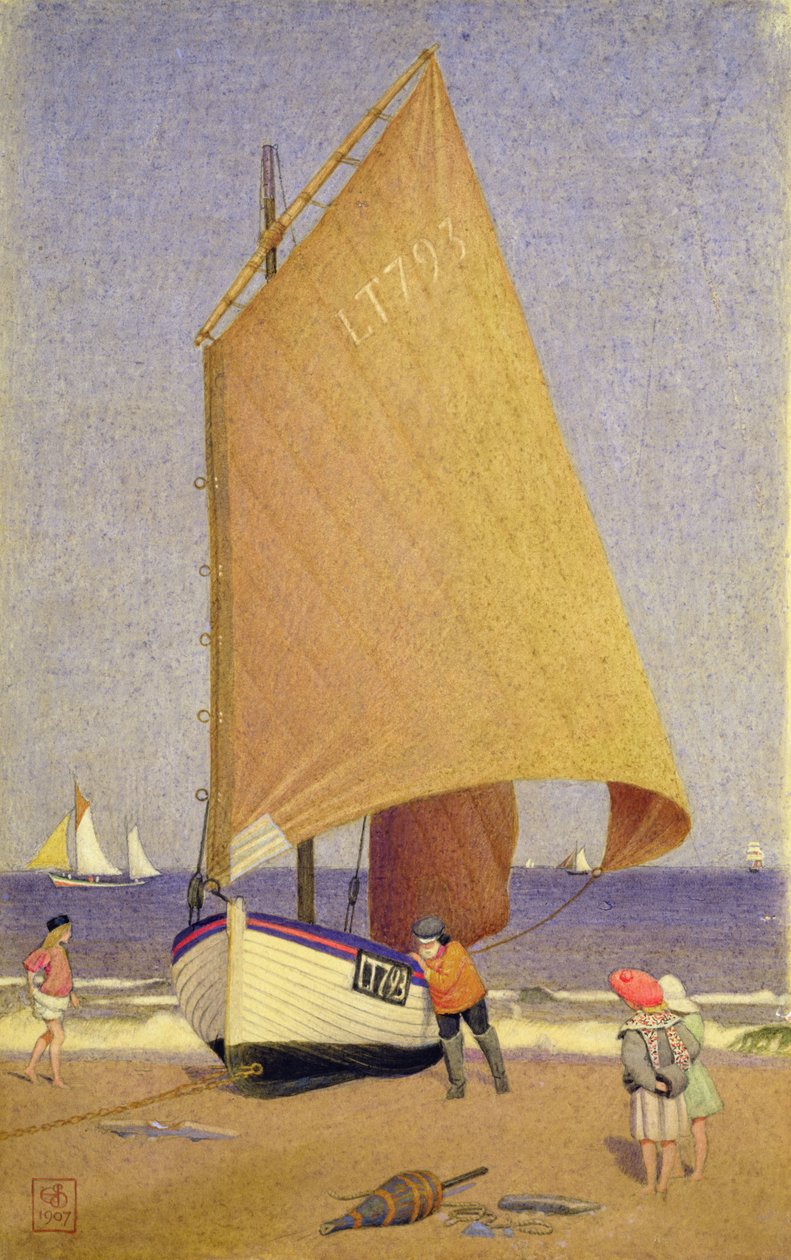 Rybáři přinášející člun, Southwold od Joseph Edward Southall