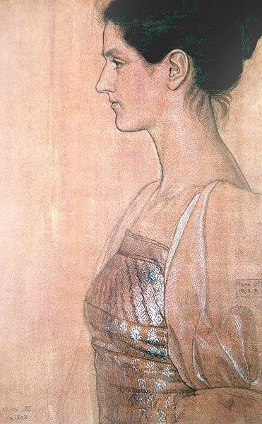 Poloviční profil mladé dámy od Joseph Edward Southall