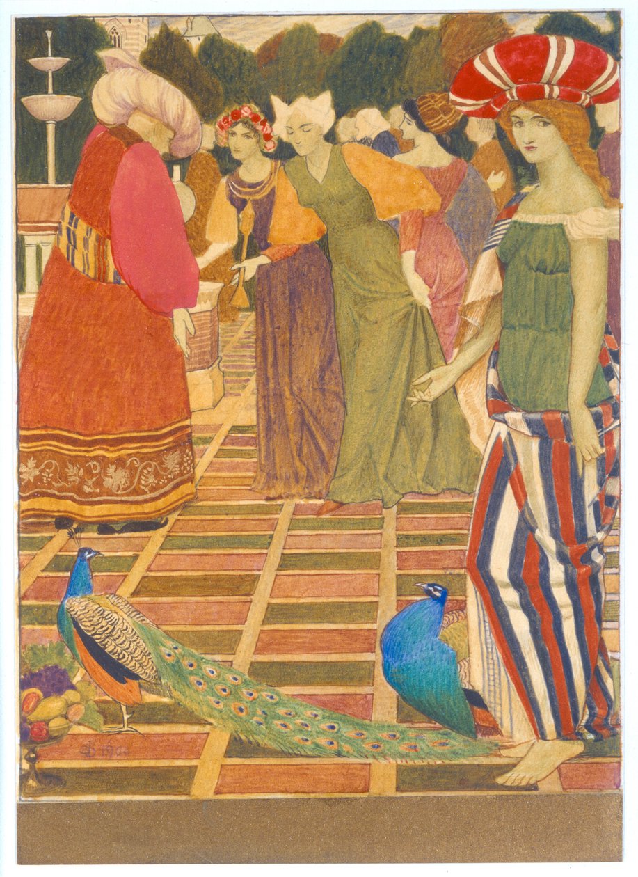 Nové lampy pro staré, 1900 (inkoust, wc a zlatá barva) od Joseph Edward Southall