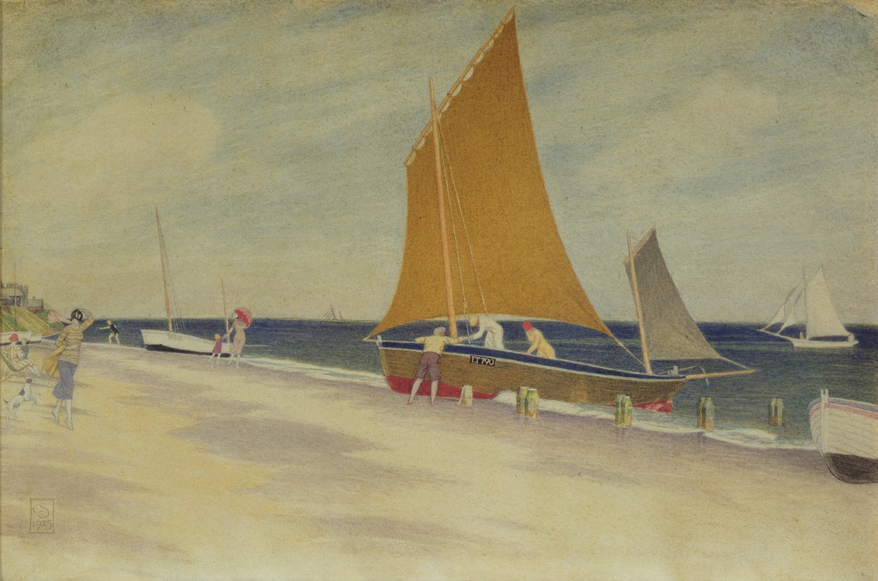 Pleasures of the Seaside, 1925 (wc na papíře) od Joseph Edward Southall