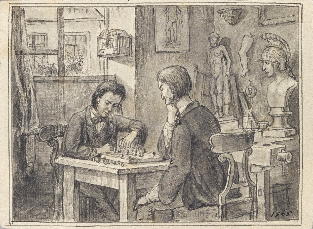 Šachisté v ateliéru sochaře od Joseph Eugen Hörwarter