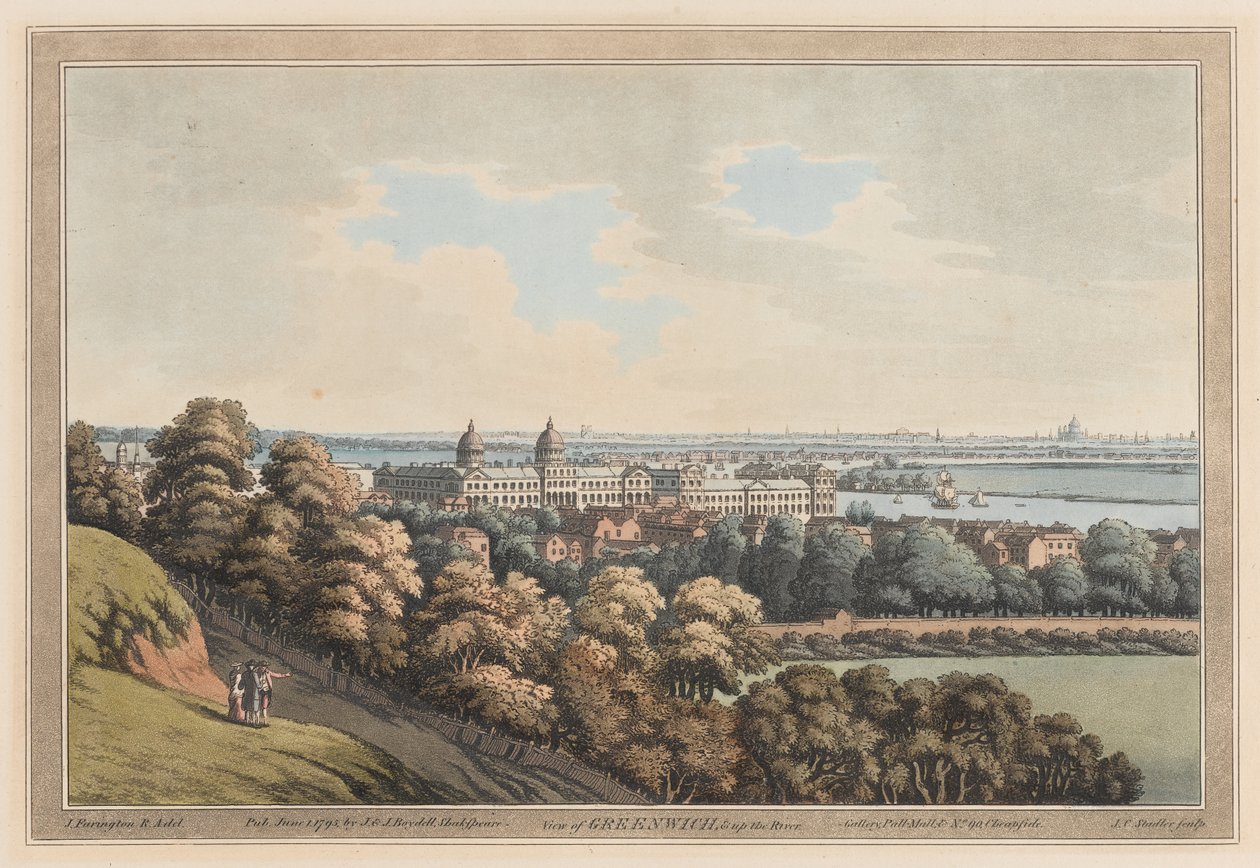 Pohled na Greenwich a Up the River od Joseph Farington