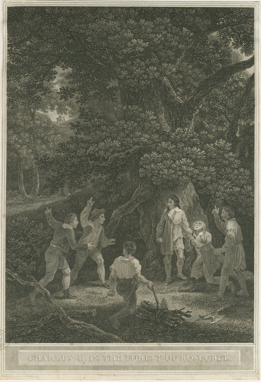 Boscobel - The Royal Oak : rytina, duben 1800 od Joseph Farrington