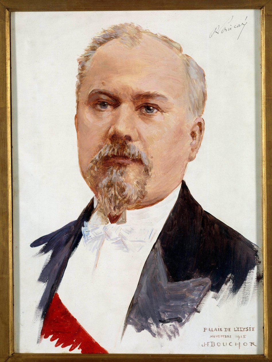 Portrét Raymonda Poincareho (1860-1934) prezidenta republiky. Obraz Joseph-Felix Bouchor (1853-1937) 20. století Sun. 0,33x0,24 m Pozor! Použití tohoto díla může podléhat žádosti o autorizaci třetí stranou nebo dalším poplatkům od Joseph Felix Bouchor