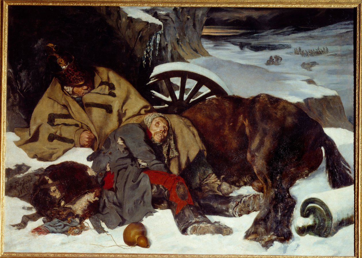 Epizoda ruského ústupu. Napoleonská válka (1812). Obraz od Josepha Ferdinanda Boissarda De Boisdeniera (1813-1866) od Joseph Fernand Boissard de Boisdenier