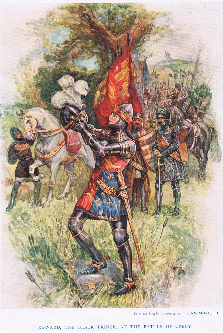 Edward, Černý princ v bitvě u Crecy, ilustrace z 