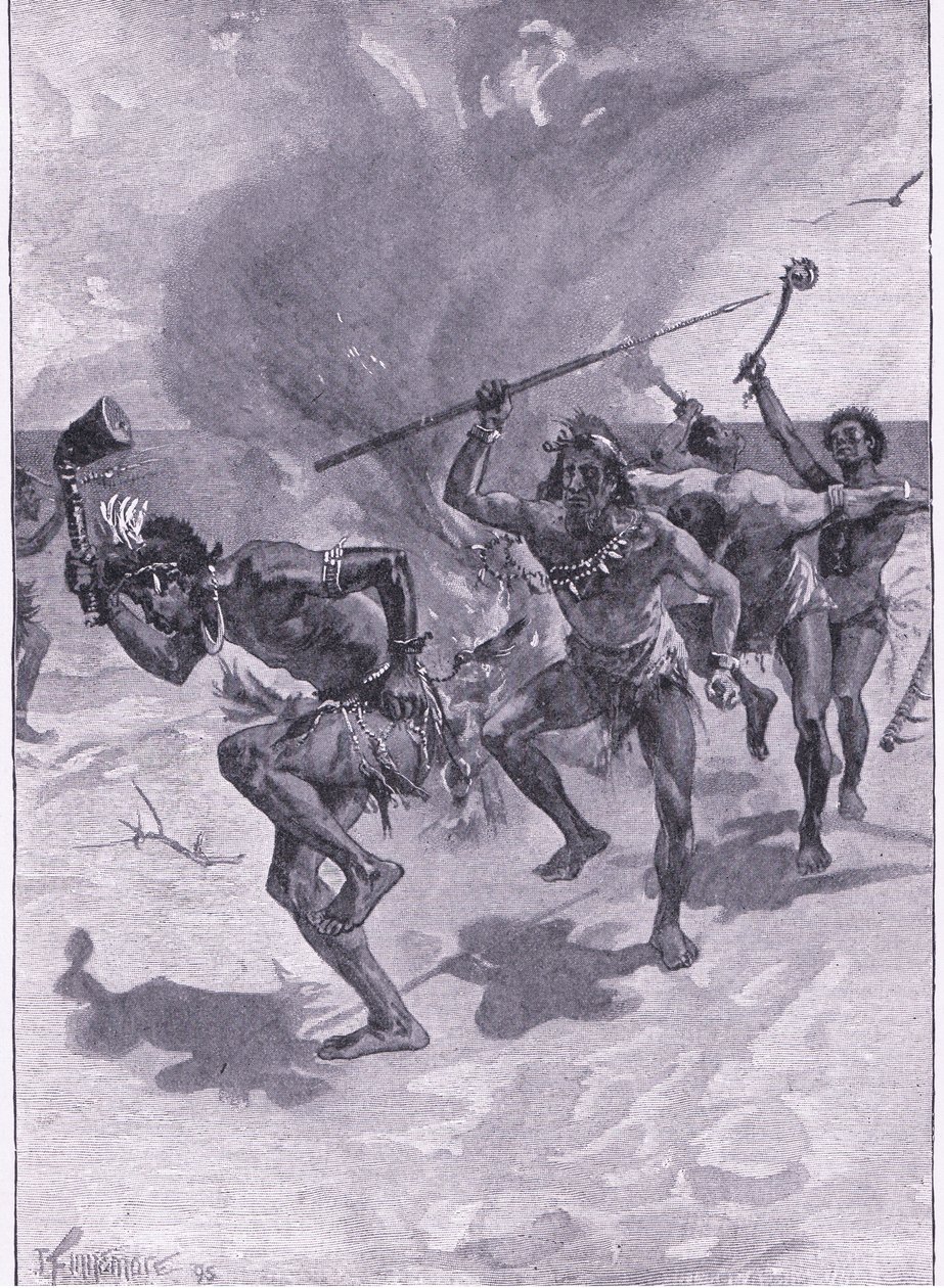 Všichni tančili kolem ohně (litho) od Joseph Finnemore