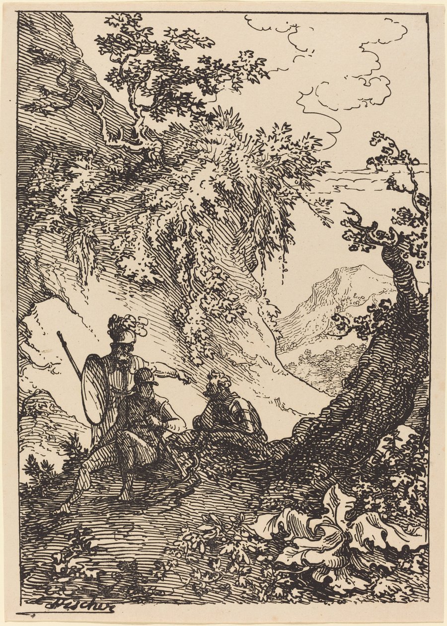 Krajina s muži v brnění, pařez od Joseph Fischer