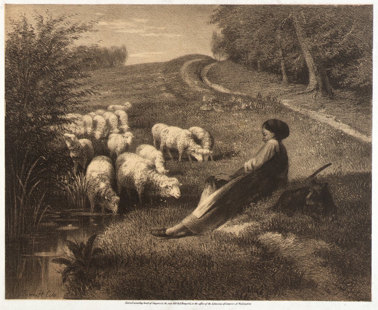 Pastýřka od Joseph Foxcroft Cole