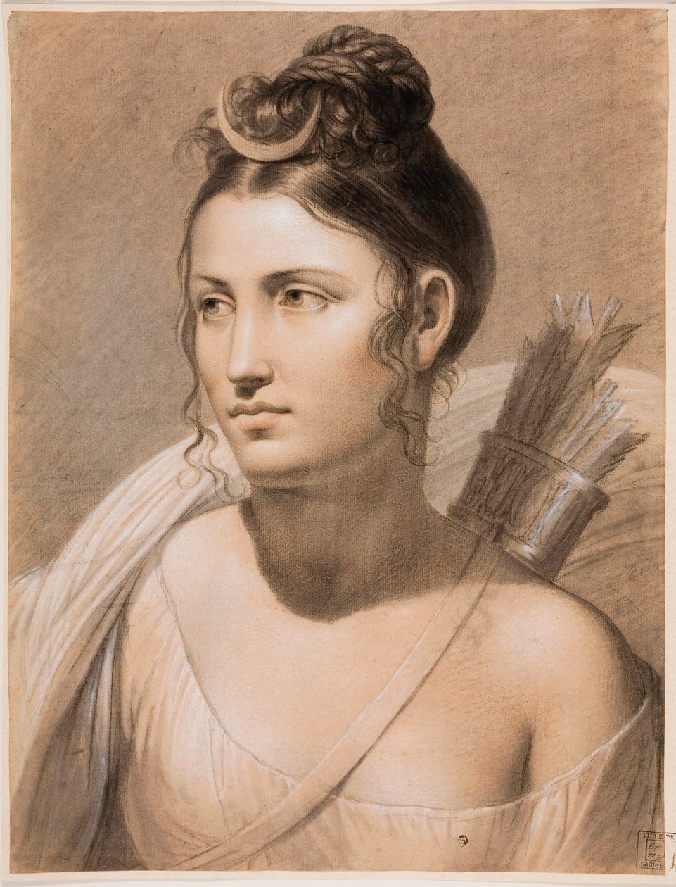 ""Diane"" (Diana) Pastel od Josepha-Francoise Ducqa (1762-1829) Muzeum Groeninge z 18. století, Bruggy od Joseph François Ducq