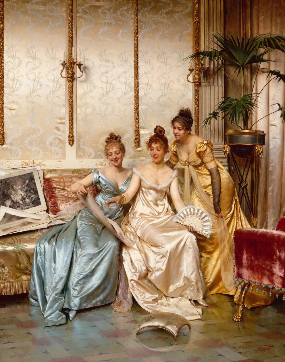 Tři krásní znalci (olej na plátně) od Joseph Frederick Charles Soulacroix