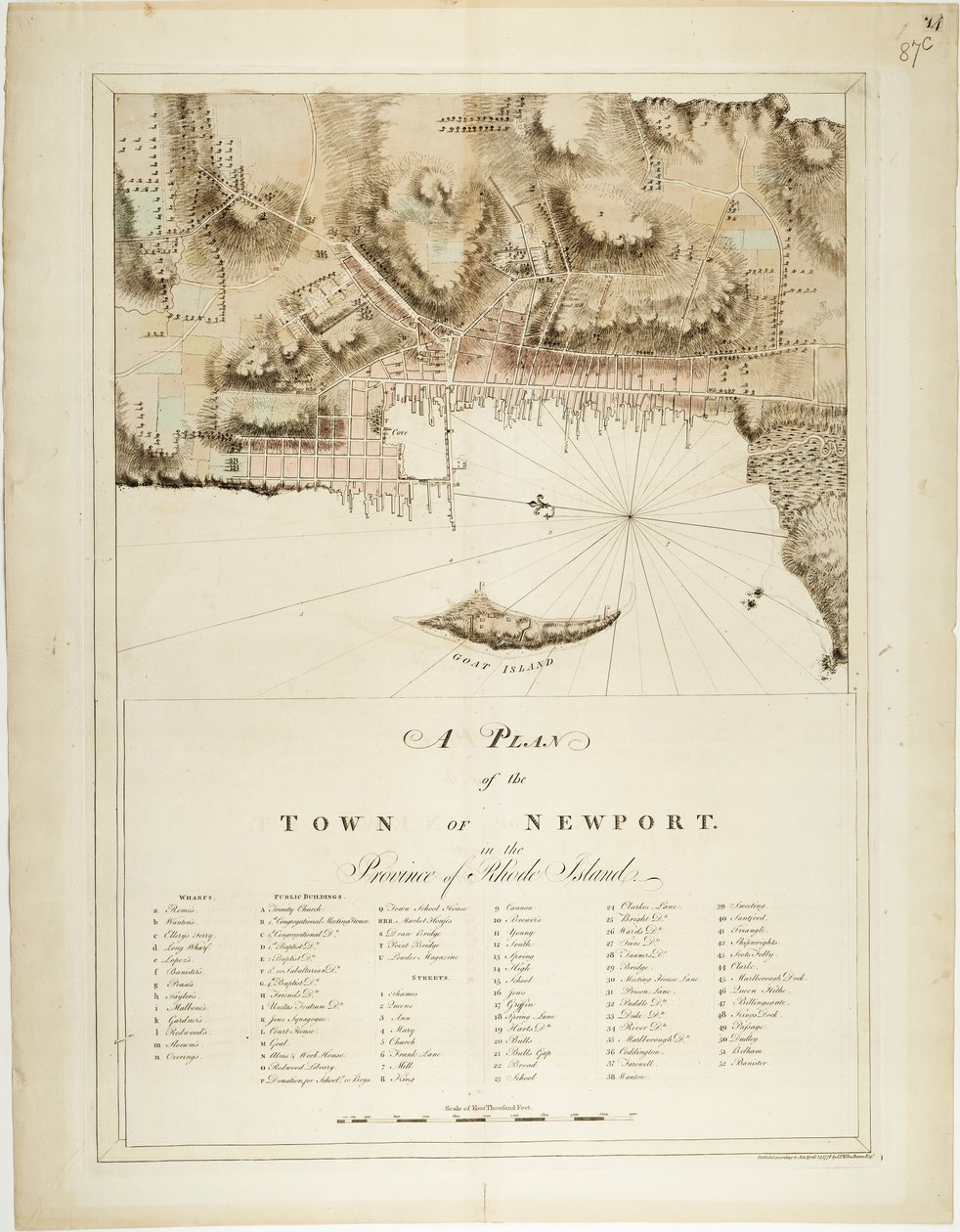Plán města Newport v provincii Rhode Island od Joseph Frederick Wallet DesBarres