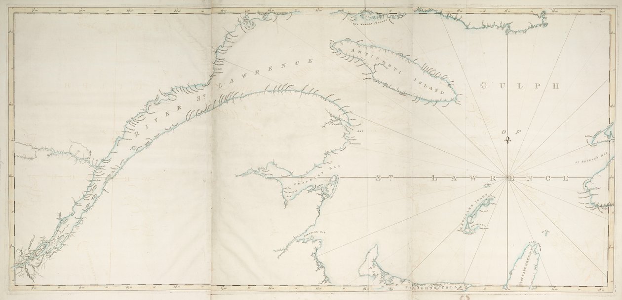 Mapa zálivu a řeky svatého Vavřince, cca 1778 (tisk) od Joseph Frederick Wallet DesBarres