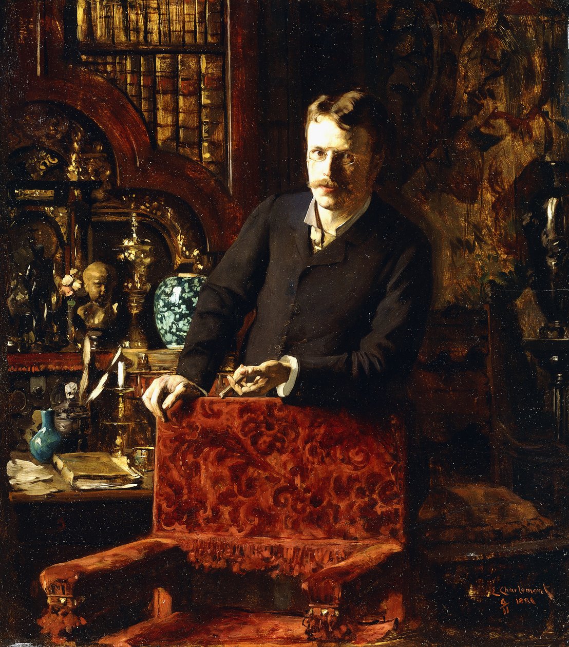 Gentleman in a Interior, 1881 od Joseph Gabriel Aubrun