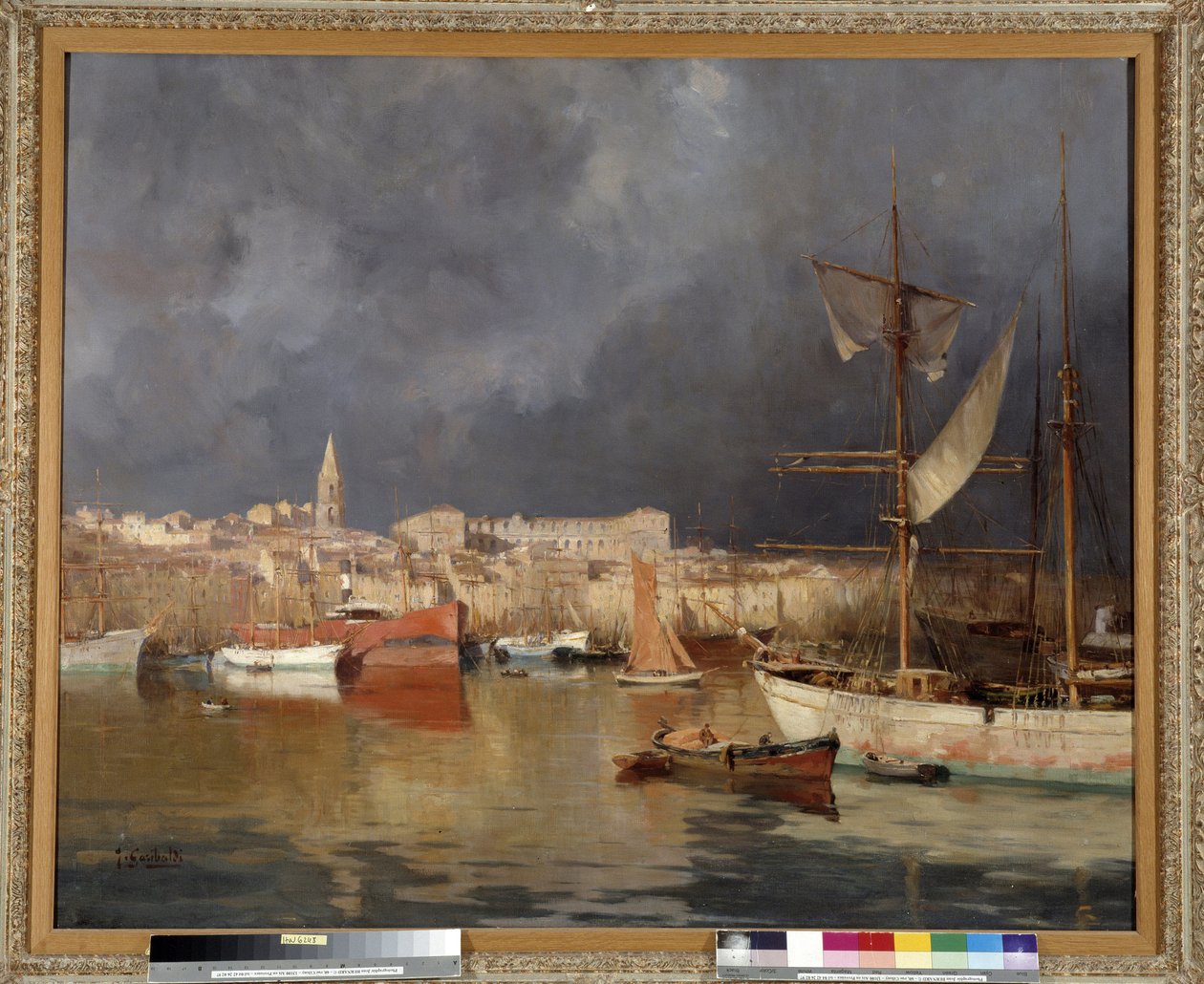 Le Vieux Port a Marseille v bouřlivém počasí Malba Josepha Garibaldiho (1863-1941) 1914 Povinná zmínka: Collection foundation needs de Provence, Marseille od Joseph Garibaldi