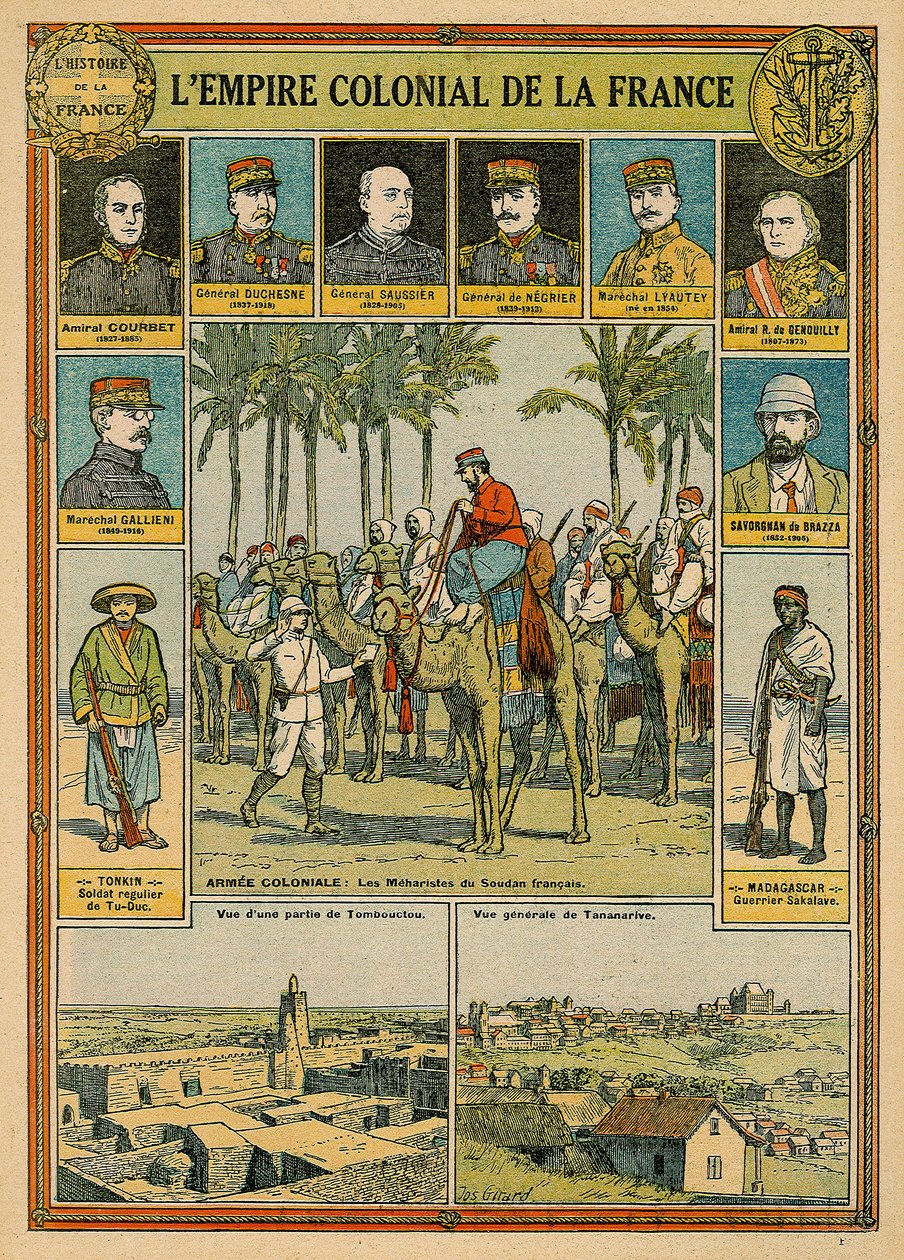 Francouzská koloniální říše, konec 19. - začátek 20. století (barevné lito) od Joseph Girard