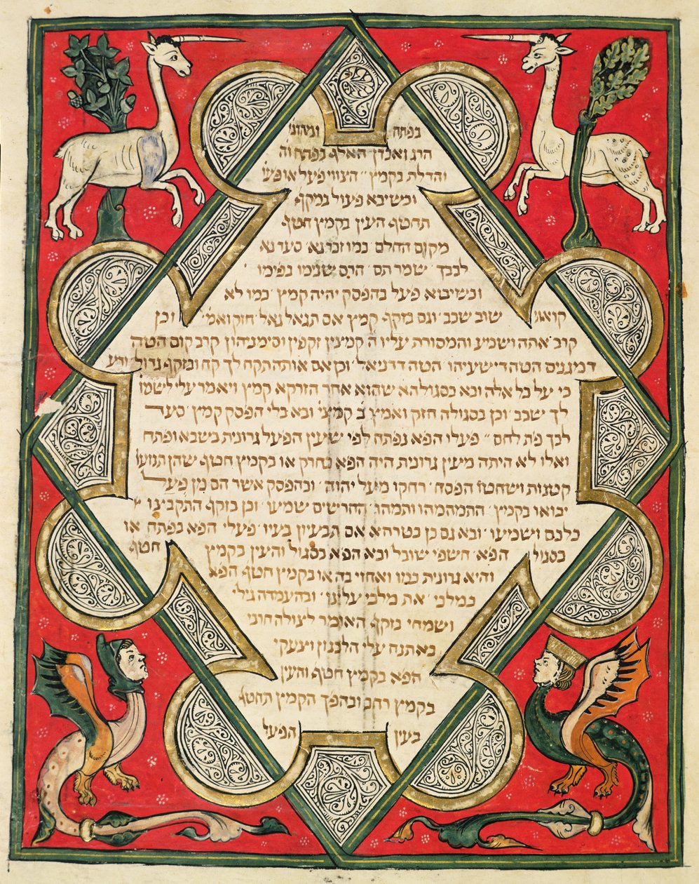 Grotesky, ilustrace z židovské Cervera Bible, 1299 od Joseph Ha Zarefati