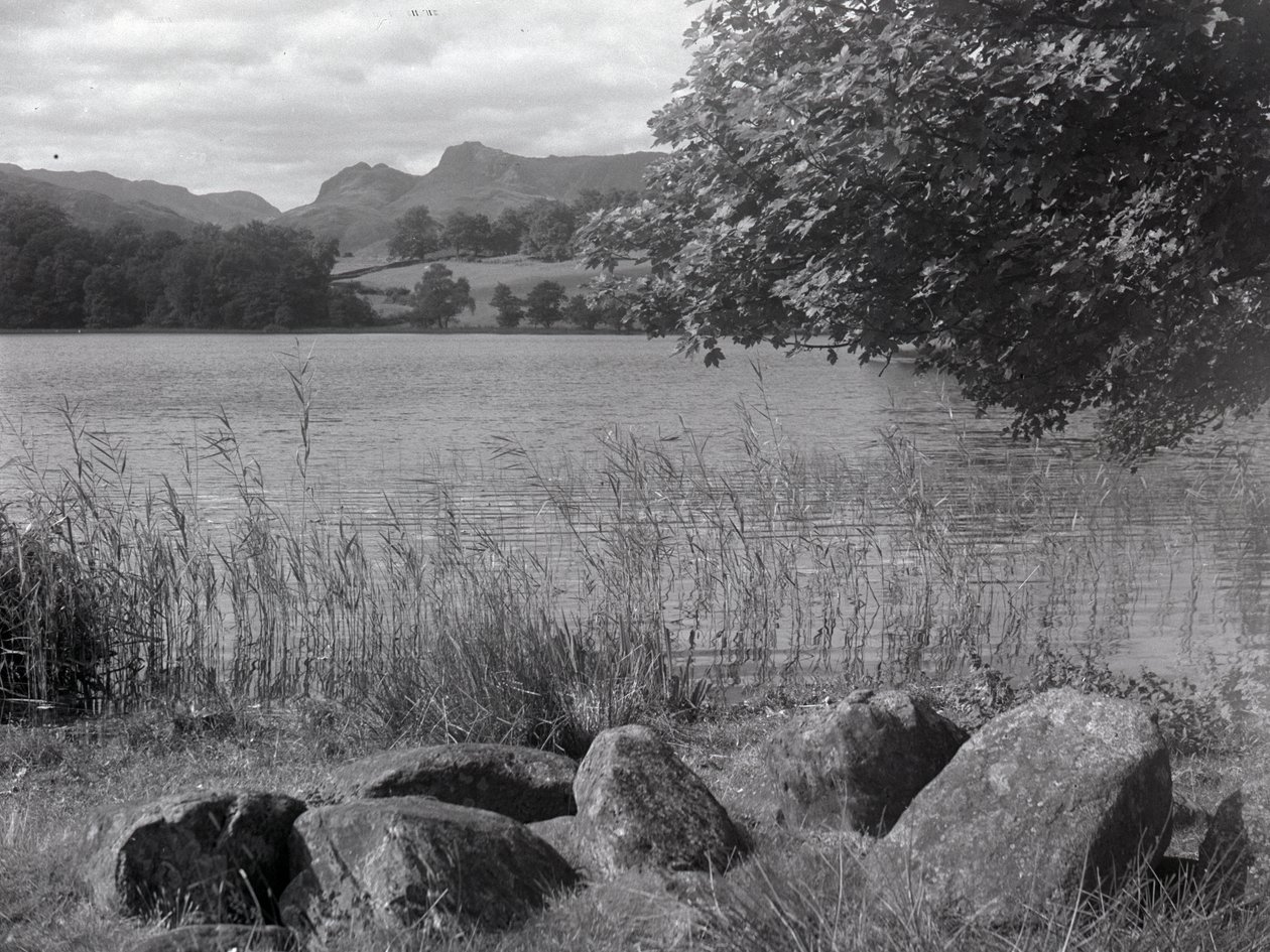 Pohled na Loughrigg Tarn, v popředí jsou kameny zasazené do země. od Joseph Hardman