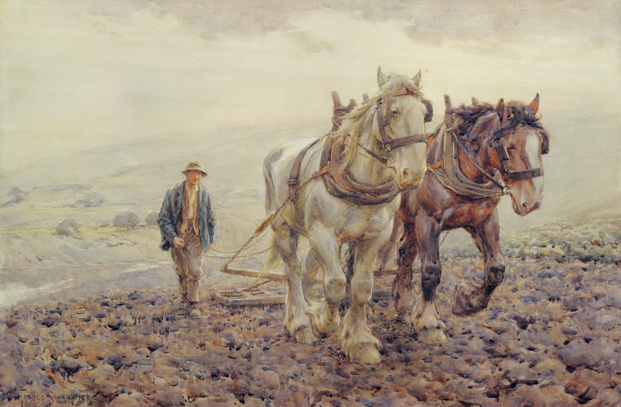 Harrowing na South Downs poblíž Wilmington, Sussex, od Joseph Harold Swanwick