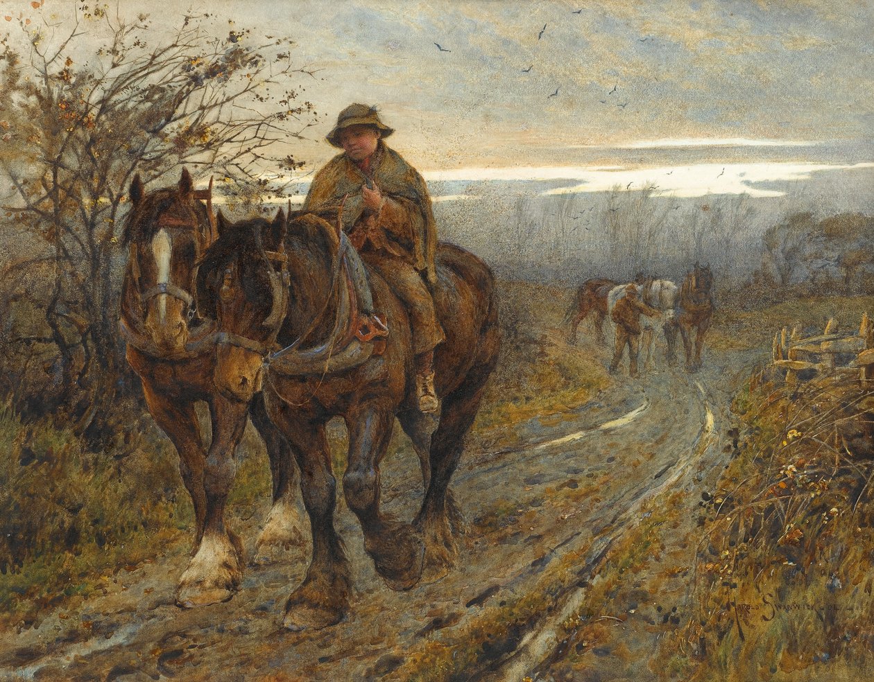 Weary Beasts Returning frae the Plough, 1894 (wc na papíře) od Joseph Harold Swanwick