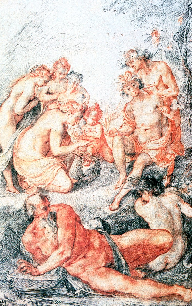 Studie, Křest dítěte, c1584-1609 od Joseph Heintz the Elder