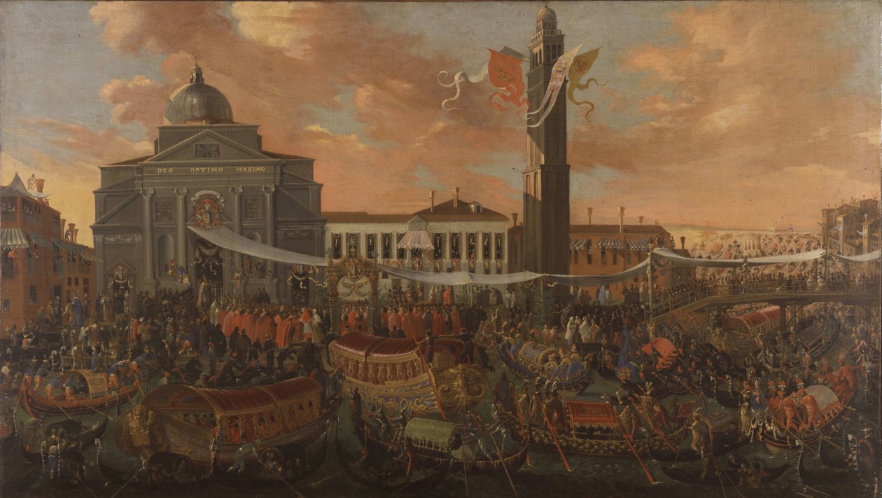 Italsky: Vchod do koutku patriarchy Federica v San Pietro di Castello
německy: Einzug des Patriarchen Federico Corner in San Pietro Castello od Joseph Heintz the Younger