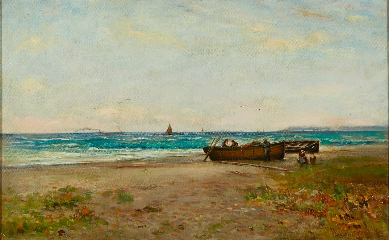 Tending the Boats, Ayrshire Coast (olej na plátně) od Joseph Henderson
