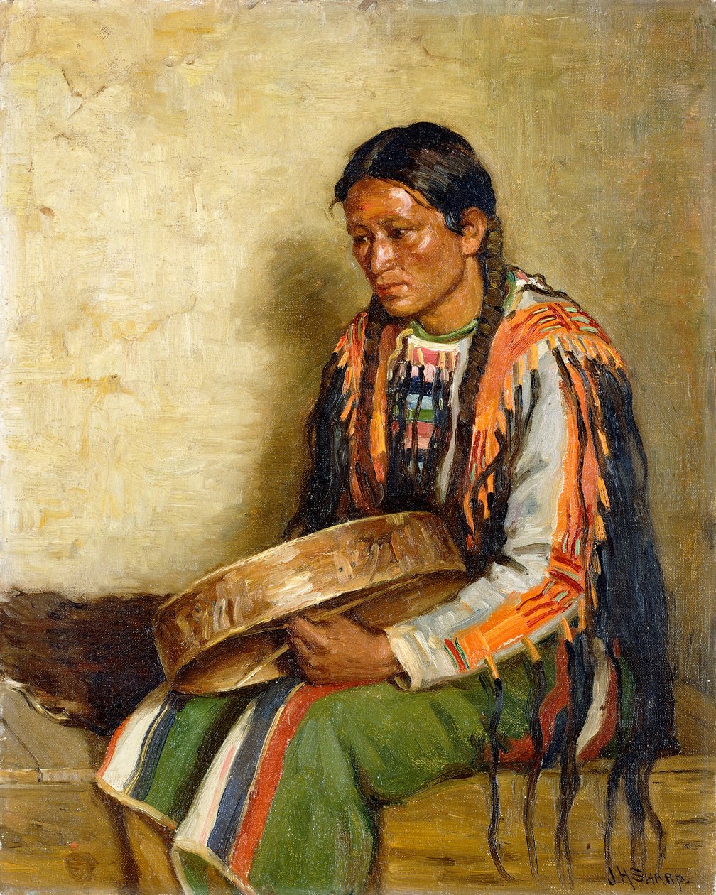 Indián s bubnem od Joseph Henry Sharp