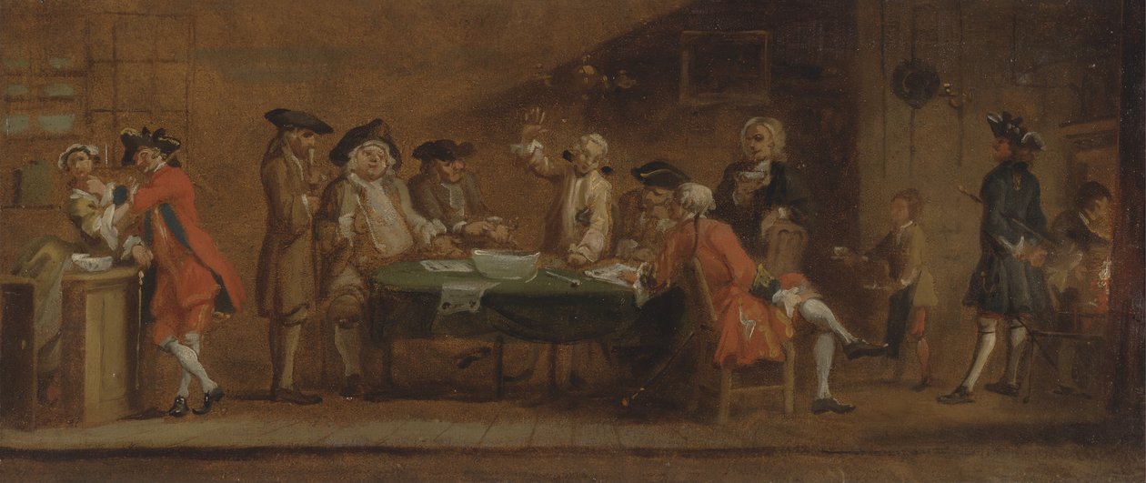 Postavy v hospodě nebo kavárně, ca. 1725 nebo po roce 1750. od Joseph Highmore